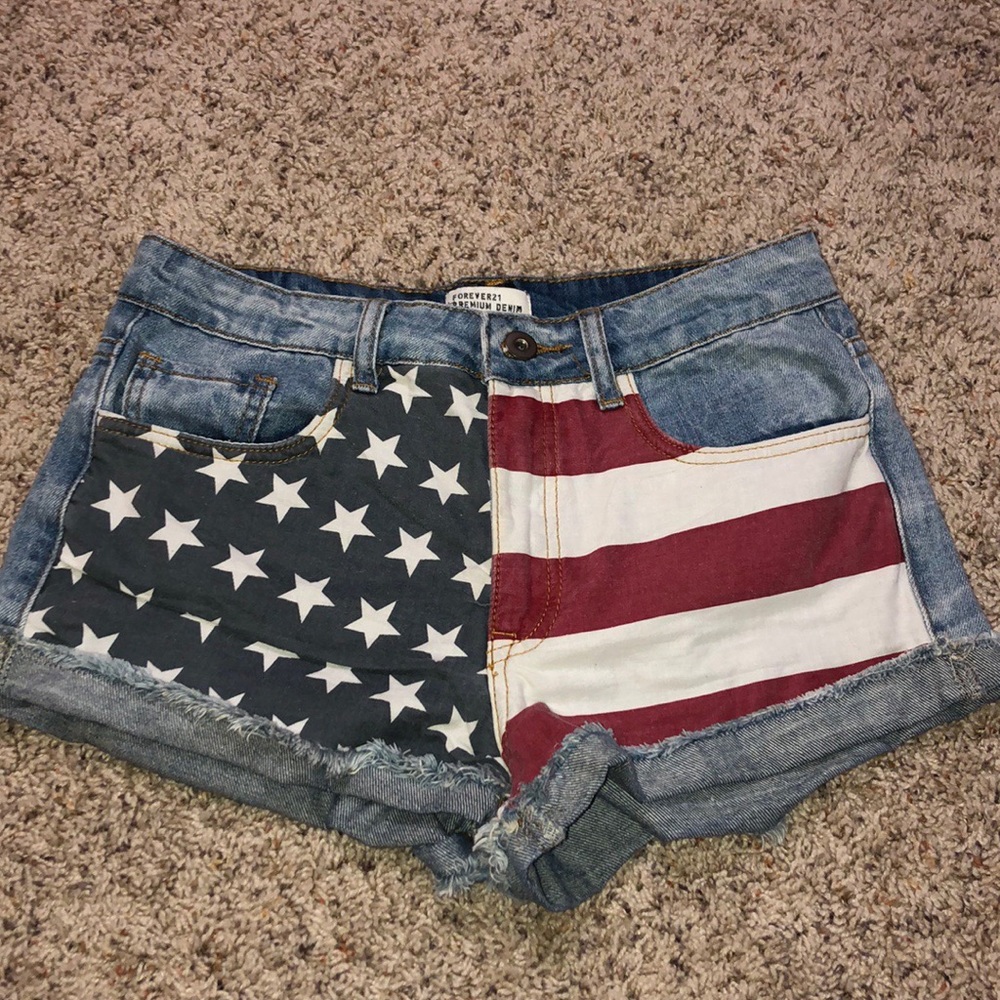 Forever 21 American Flag Jean Shorts